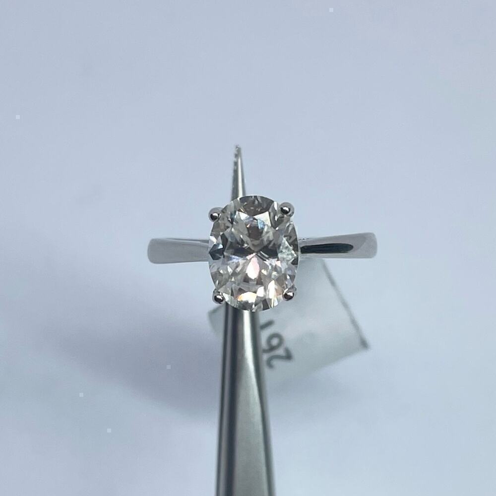 Oval Moissanite Ring 3 Ct Solitaire Engagement Ring Wedding Brilliant GRA 18K - Picture 7 of 7